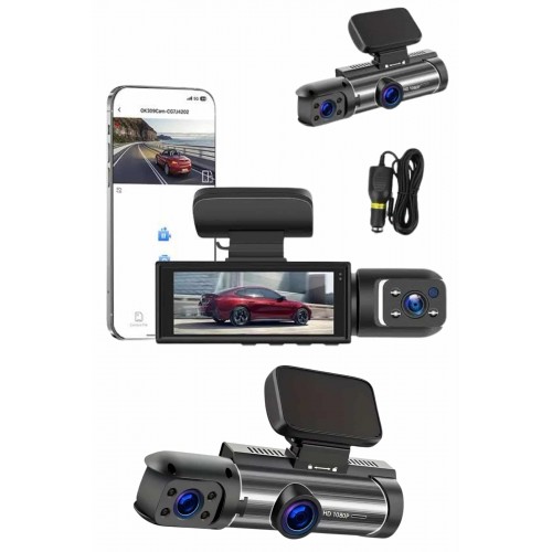 Araç Kamerası Black Box Çift Kameralı Ekranlı Full HD Sürüş Kamerası