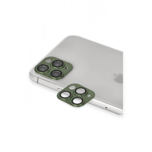 iPhone 11 Pro Max Pers Alüminyum Kamera Lens - Yeşil-(5796)