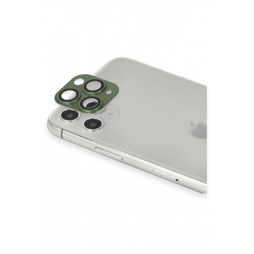 iPhone 11 Pro Max Pers Alüminyum Kamera Lens - Yeşil-(5796)