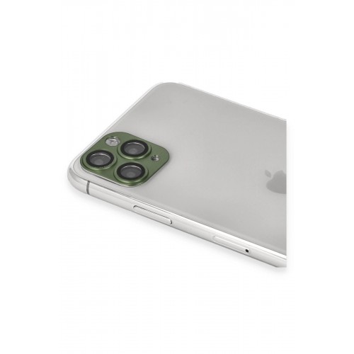 iPhone 11 Pro Max Pers Alüminyum Kamera Lens - Yeşil-(5796)