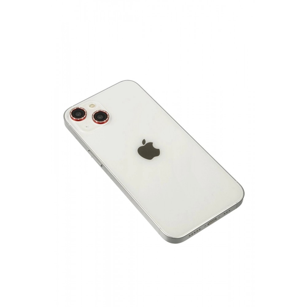 iPhone 14 Diamond Kamera Lens - Kırmızı-(5796)