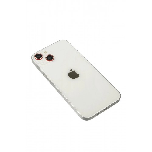 iPhone 14 Diamond Kamera Lens - Kırmızı-(5796)