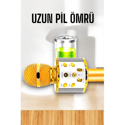 Kablosuz Bluetooth Karaoke Mikrofon USB ve AUX Girişli Yüksek Ses Kalitesi