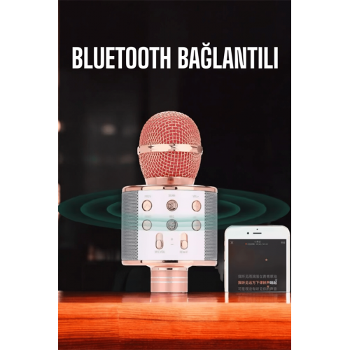 Kablosuz Bluetooth Karaoke Mikrofon USB ve AUX Girişli Yüksek Ses Kalitesi