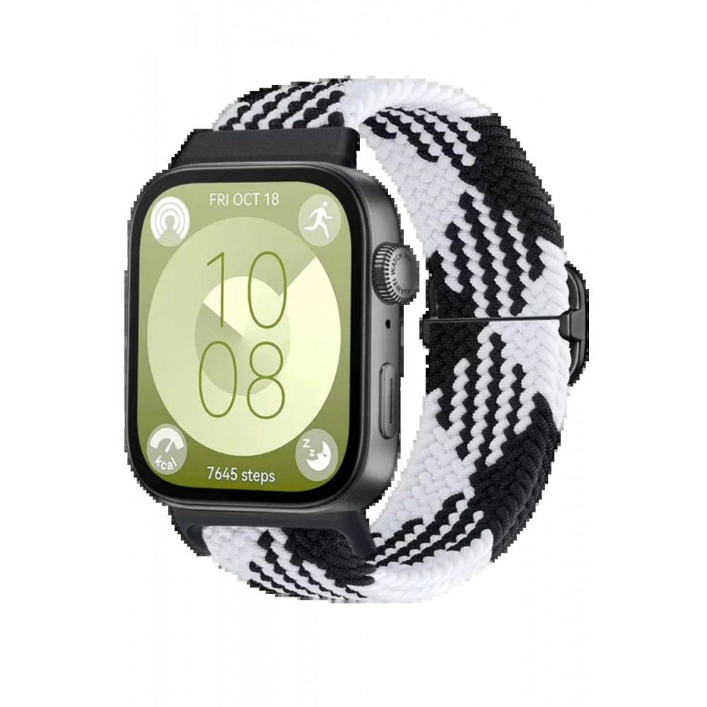 Huawei Fit 4 Star Kordon - Siyah-Beyaz-(5796)