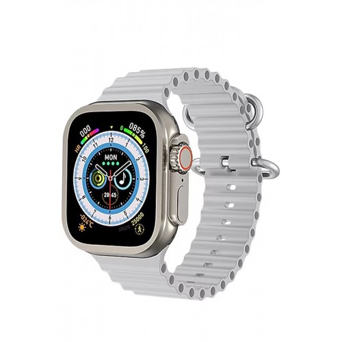 Ultra 8 2.1 inç IPS Ekran Konuşma ve NFC Özellikli Akıllı Saat - Gümüş-(5796)