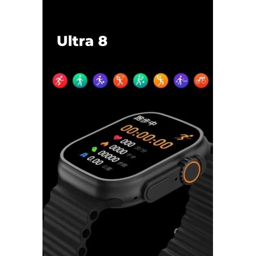 Ultra 8 2.1 inç IPS Ekran Konuşma ve NFC Özellikli Akıllı Saat - Gümüş-(5796)