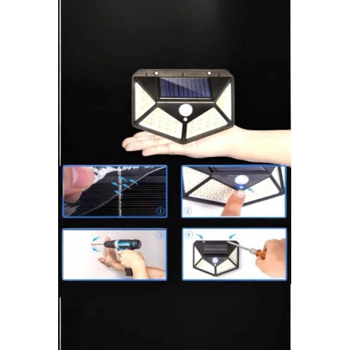 Güneş Enerjili Bahçe Aydınlatma Lambası Solar 100 Led Lamba