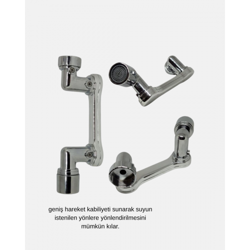 1080 Derece Musluk Aparatı – Tüm Lavabolara Uygun Esnek Başlık ve Su Akış Kontrolü