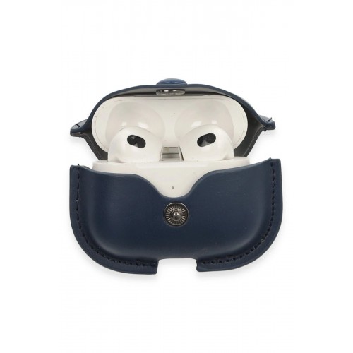 Airpods 3 (3.nesil) Çanta Deri Kılıf - Lacivert-(5796)