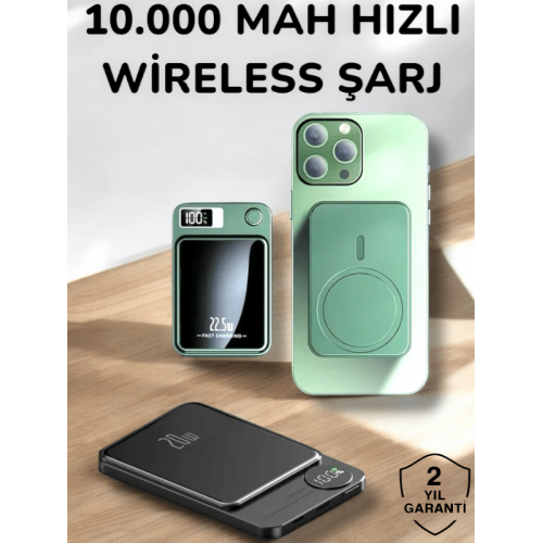 iOS Uyumlu 22.5W Hızlı Şarj Magsafe Powerbank Dijital Göstergeli 10.000 mAh
