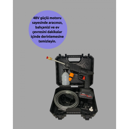 Taşınabilir Şarjlı Basınçlı Yıkama Tabancası Köpük Aparatlı Taşınabilir Şarjlı Basınçlı Yıkama Tabancası Köpük Aparatlı