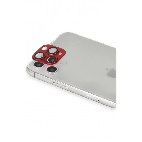iPhone 11 Pro Max Pers Alüminyum Kamera Lens - Kırmızı-(5796)