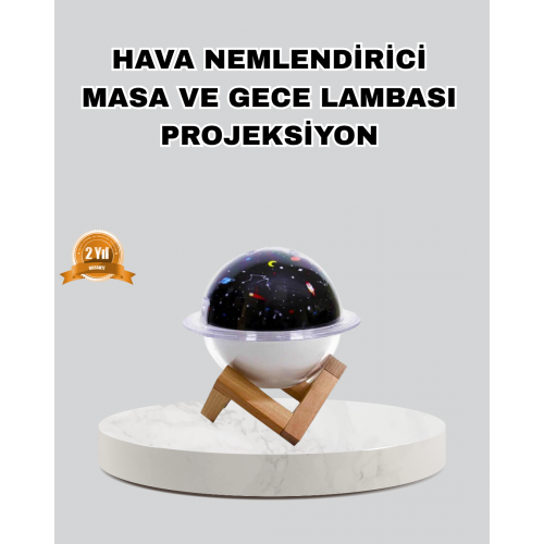 Aromaterapili USB Hava Nemlendirici – Projeksiyon Işıklı Sessiz ve Şık Tasarım