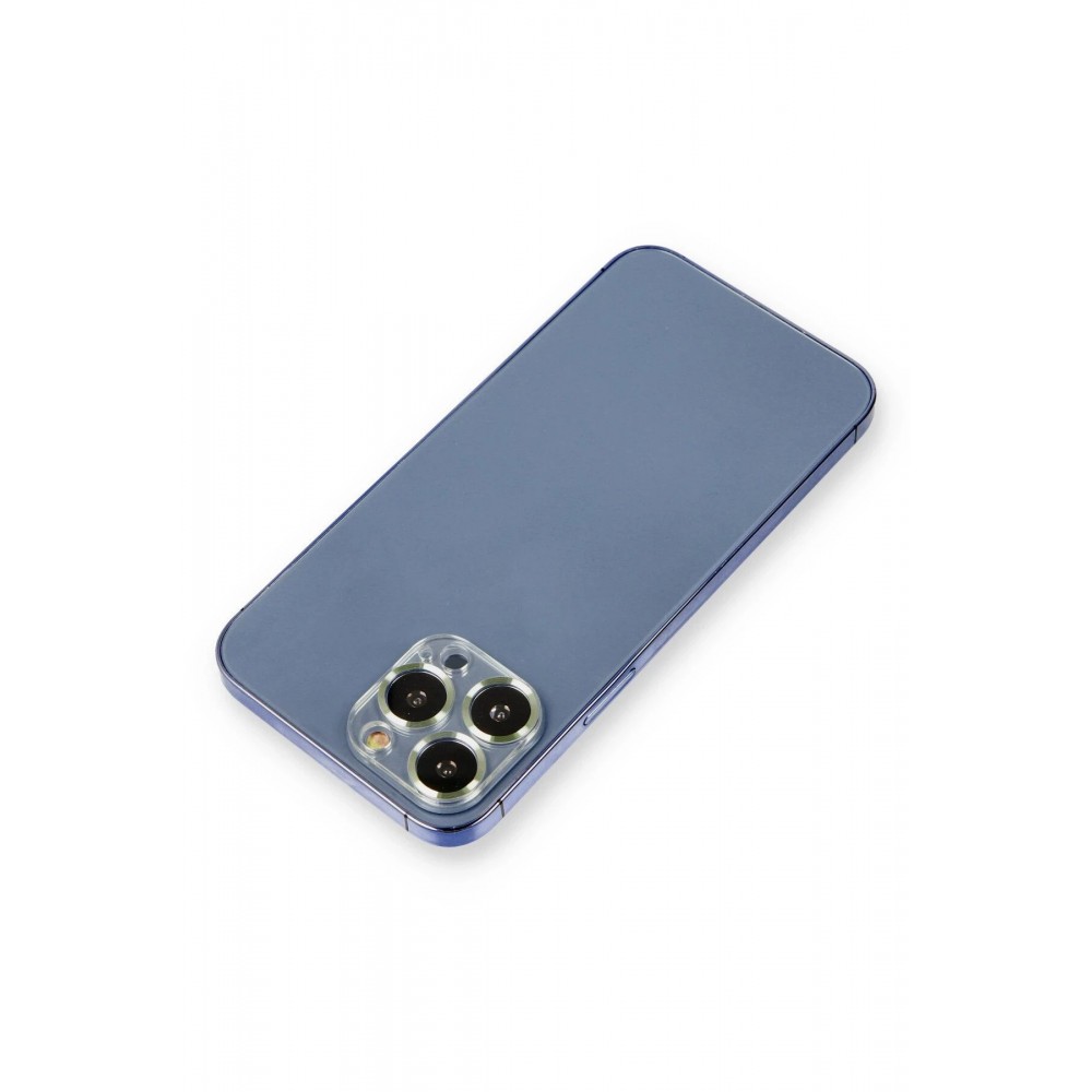 iPhone 13 Pro Max Metal Kamera Lens Koruma Cam - Açık Yeşil-(5796)