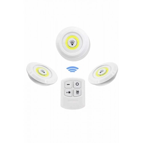 Dolap Işığı Mutfak Rafı Işığı Uzaktan Kumandalı 3 Lü Spot Led Lamba