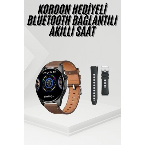 Akıllı Saat Yuvarlak Ekran Sesli Görüşme Özellikli Siyah Akıllı Unisex Kol Saati