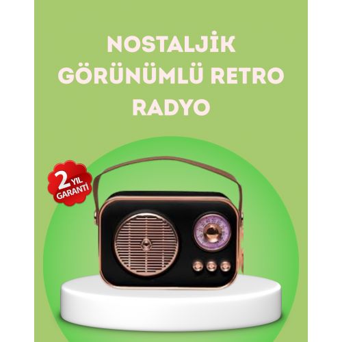 Nostaljik Retro Radyo – Bluetooth USB ve FM Özellikli Şık Tasarım