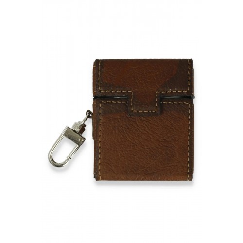 Airpods 2 (2.nesil) Deri Kılıf - Kahverengi-(5796)