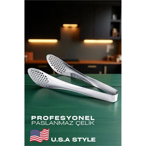 HSNET Amerikan Tip Mutfak Maşası 304 Paslanmaz Çelik Makarna Pasta Salata Çok Amaçlı Maşa