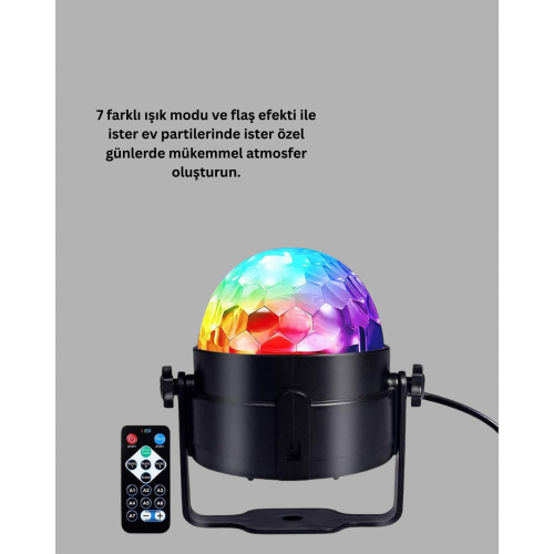 RGB LED Disko Küresi 7 Modlu Uzaktan Kumandalı RGB LED Disko Küresi 7 Modlu Uzaktan Kumandalı