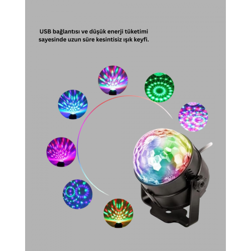RGB LED Disko Küresi 7 Modlu Uzaktan Kumandalı RGB LED Disko Küresi 7 Modlu Uzaktan Kumandalı
