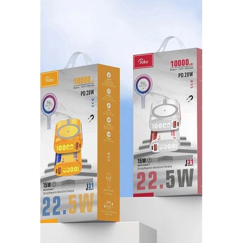 J31 10.000 mAh 20W PD Magsafe Powerbank - Turuncu-(5796)