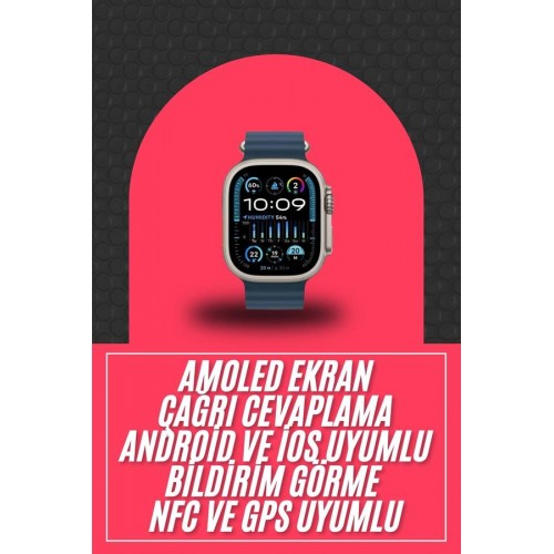 49mm Akıllı Saat Amoled Ekranlı Kadın Erkek Kol Saati Plastik Kordon
