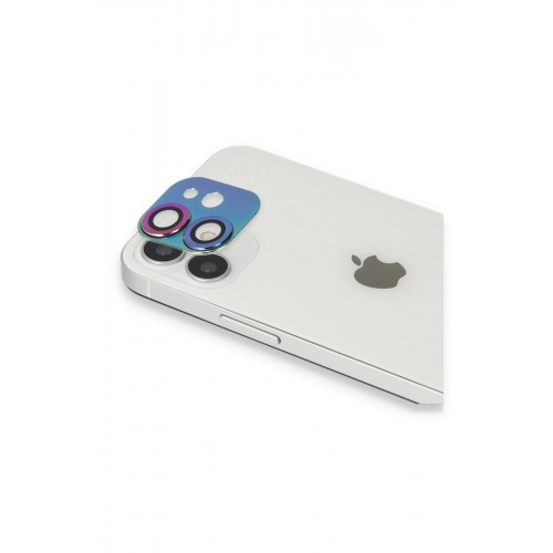 iPhone 11 Pers Alüminyum Kamera Lens - Rainbow-(5796)