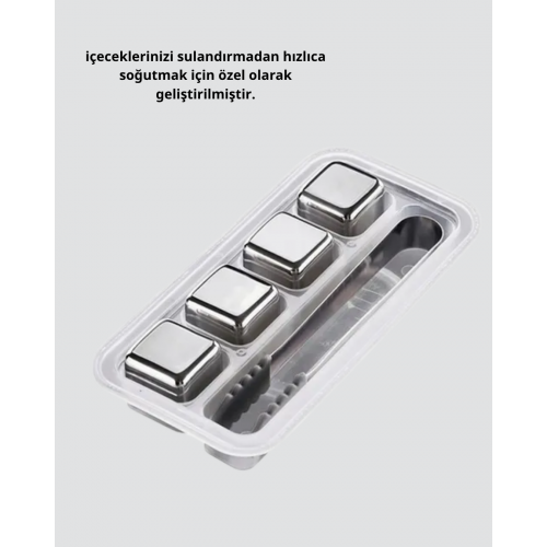304 Paslanmaz Çelik Buz Küpü Seti Sulandırmadan Soğutan Yeniden Kullanılabilir