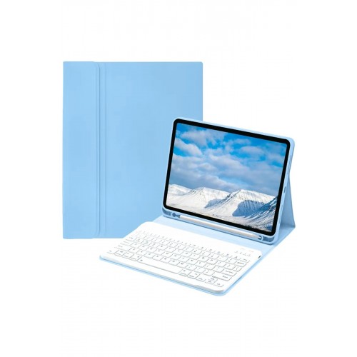 iPad Pro 11 (2022) Kılıf KC01 Smart Klavyeli Tablet Kılıfı - Açık Mavi-(5796)