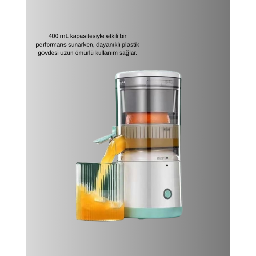 Taşınabilir Şarjlı Katı Meyve Sıkacağı – 45W Güç 18000 RPM Hız 400 mL Kapasite Taşınabilir Şarjlı Katı Meyve Sıkacağı – 45W Güç 18000 RPM Hız 400 mL Kapasite