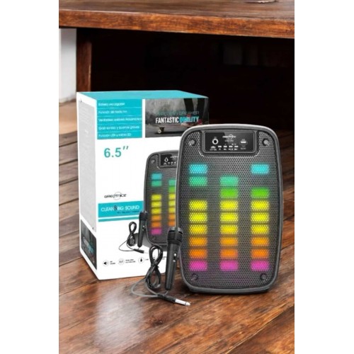 Kablosuz Bluetooth Hoparlör Taşınabilir 6.5 inç LED Işık Kareoke Kablosuz Bluetooth Hoparlör Taşınabilir 6.5 inç LED Işık Kareoke