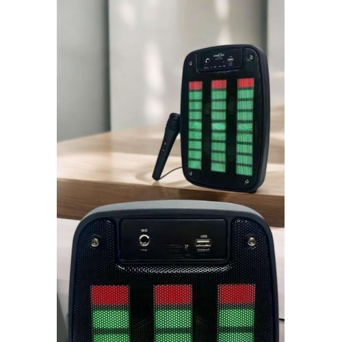 Kablosuz Bluetooth Hoparlör Taşınabilir 6.5 inç LED Işık Kareoke Kablosuz Bluetooth Hoparlör Taşınabilir 6.5 inç LED Işık Kareoke