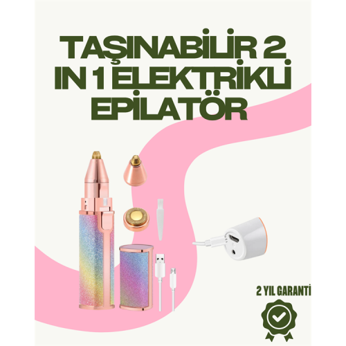 8000 RPM Taşınabilir Epilatör – Kaş Düzeltici ve Dudak Epilatörlü Pille Çalışan