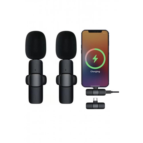 K9 Type-C Uyumlu Mikrofon - Siyah-(5796)