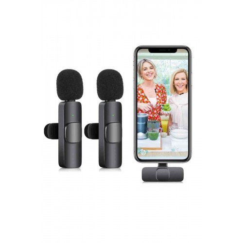 K9 Type-C Uyumlu Mikrofon - Siyah-(5796)