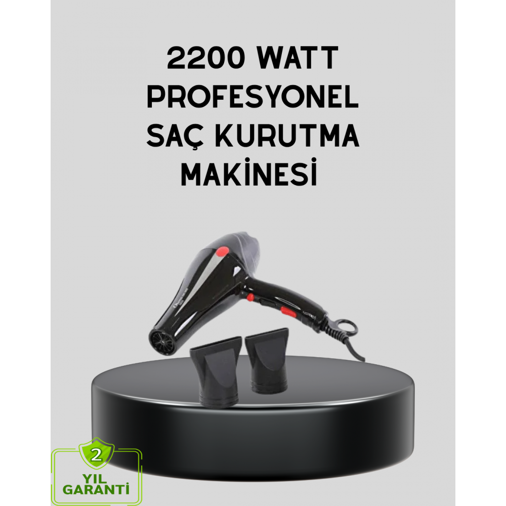 Profesyonel 2200W Fön Makinesi – AC Motorlu Hızlı Kurutma Hafif Tasarım