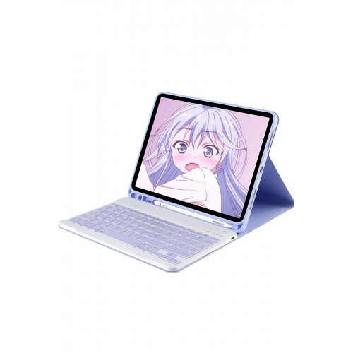 iPad Pro 11 (2022) Kılıf KC01 Smart Klavyeli Tablet Kılıfı - Lila-(5796)