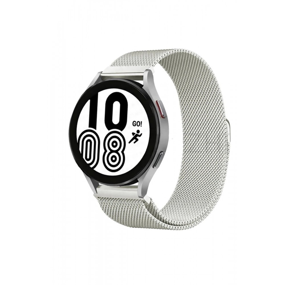Samsung Galaxy Watch 4 Metal Mıknatıslı Kordon - Gümüş-(5796)