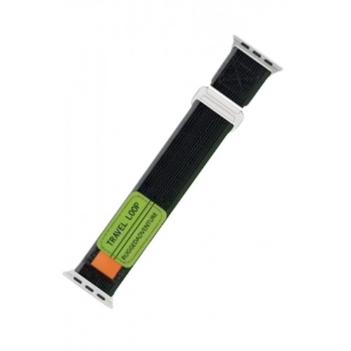 Apple Watch 38mm Alice Kumaş Kordon - Yeşil-Gri-(5796)