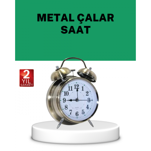 Gümüş Renkli Sessiz Işıklı Dekoratif Masa Üstü Çalar Saat Alarmlı