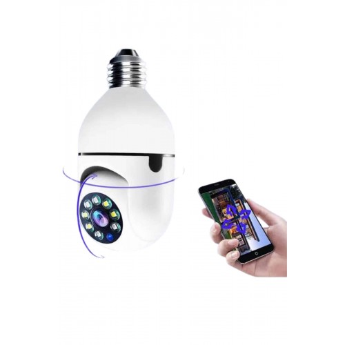 Wifi Güvenlik Kamerası 360 Derece Dönebilen Harekete Duyarlı Gece Görüşlü Ampul