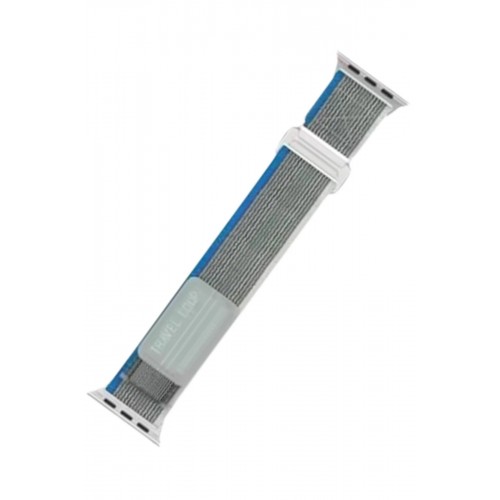 Apple Watch 42mm Alice Kumaş Kordon - Mavi-Gri-(5796)