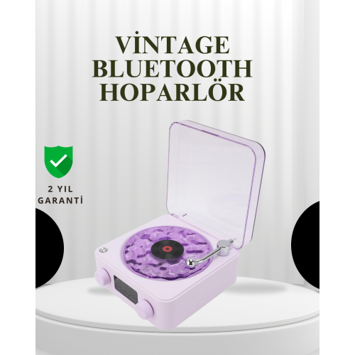 Projektörlü Gece Lambalı Retro Hoparlör – Taşınabilir Bluetooth Speaker