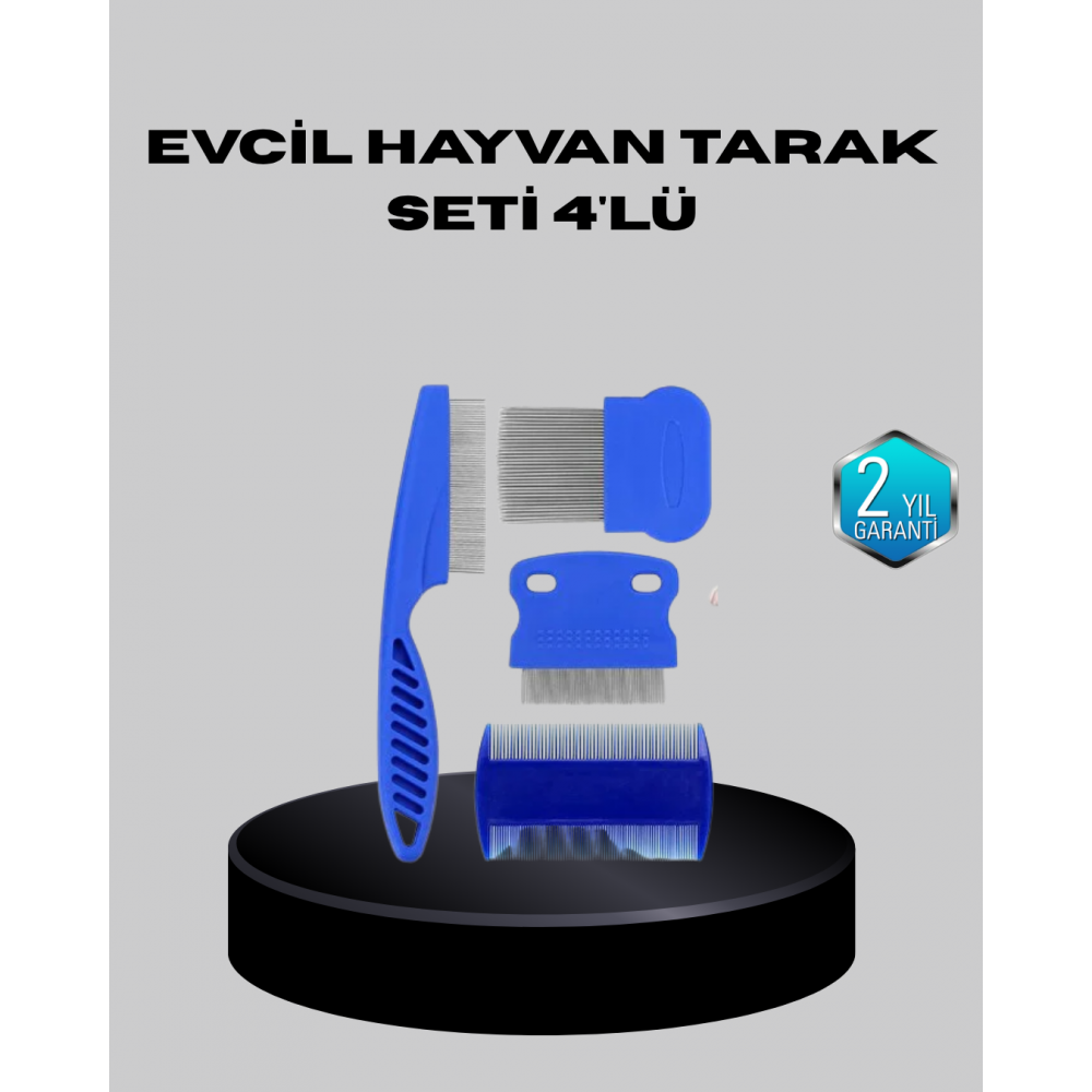 Evcil Hayvan Tüy Bakım Seti – 4’lü Paslanmaz Çelik ve Eco Plastik Kolay Temizlenebilir ve Dayanıklı