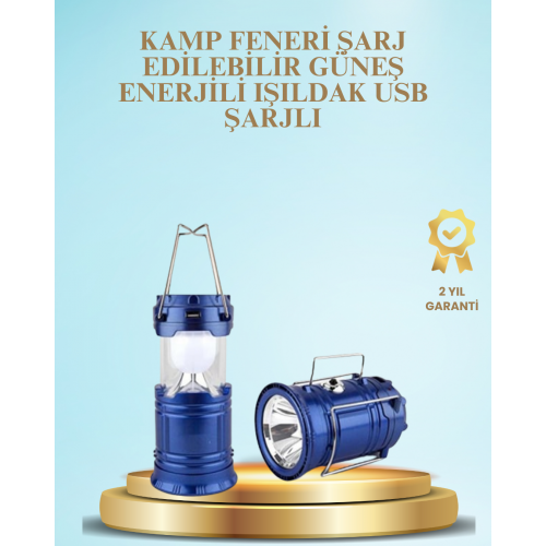 Güneş Enerjili Kızaklı Şarjlı Büyük Boy Kamp Feneri – USB Çıkışlı Katlanabilir Çok Fonksiyonlu