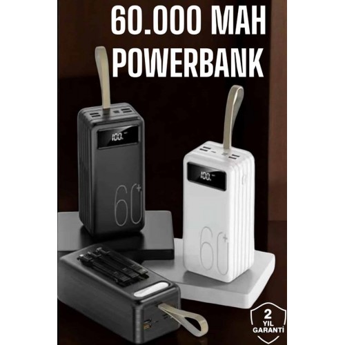 Powerbank 60.000 MAH Dijital Göstergeli 4 Portlu Taşınabilir Powerbank 60.000 MAH Dijital Göstergeli 4 Portlu Taşınabilir