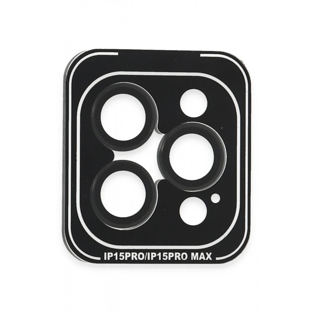 iPhone 15 Pro Max PVD Metal Kamera Lens - Siyah-(5796)
