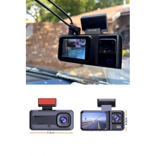 1080p Sürüş Kaydedici 2 İnç Araç Araba Ön İç Arka DVR IPS Ekran